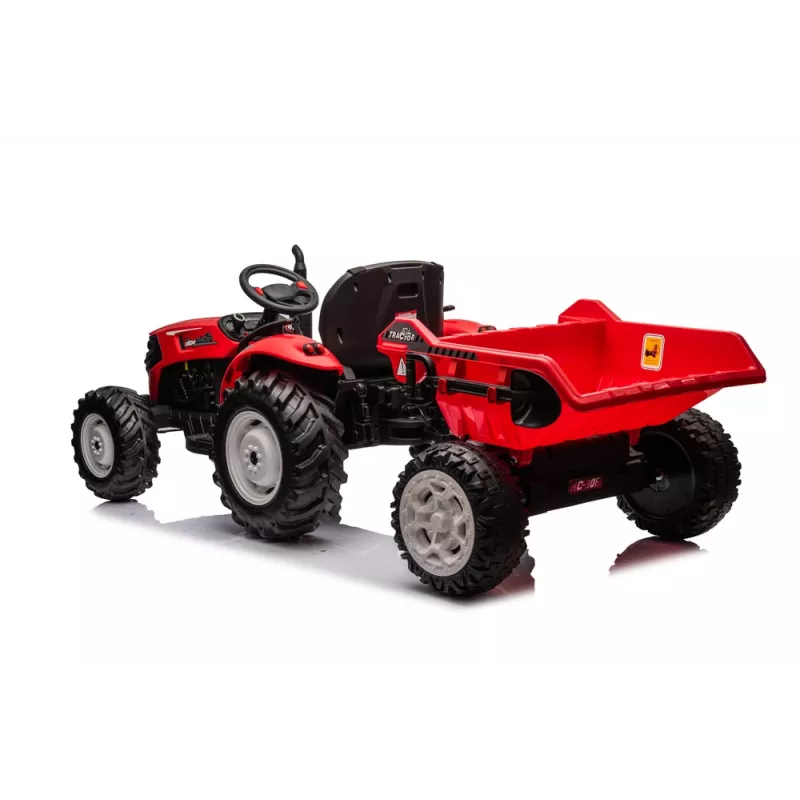 LEAN CARS 24V elektrinis traktorius HC-306 raudonas su priekaba