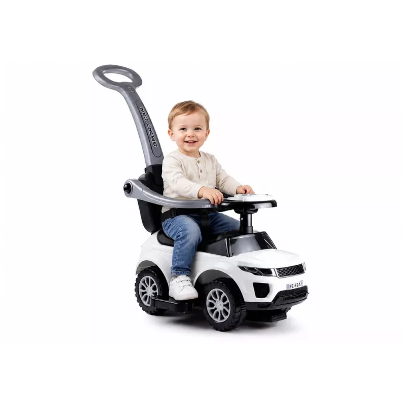 LEAN CARS 614W Vaikiškas automobilis su tėvų rankena - Baltas