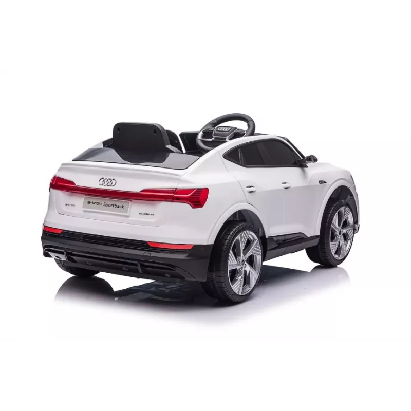 LEAN CARS Audi E-Tron elektrinis automobilis vaikams baltas QLS-6688 su LED žibintais ir MP3 grotuvu