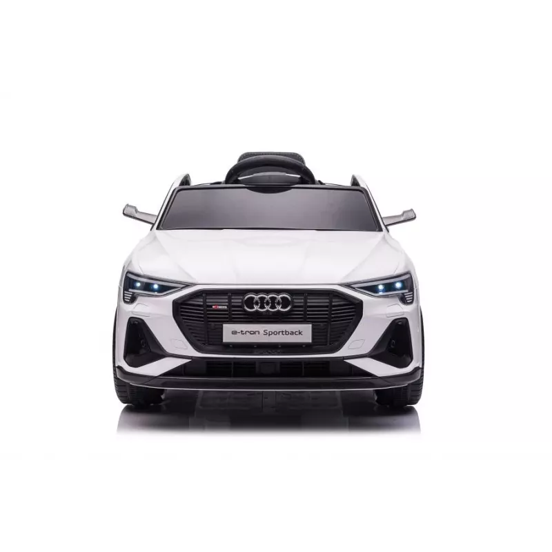 LEAN CARS Audi E-Tron elektrinis automobilis vaikams baltas QLS-6688 su LED žibintais ir MP3 grotuvu