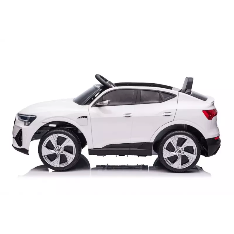 LEAN CARS Audi E-Tron elektrinis automobilis vaikams baltas QLS-6688 su LED žibintais ir MP3 grotuvu