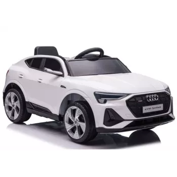 LEAN CARS Audi E-Tron elektrinis automobilis vaikams baltas QLS-6688 su LED žibintais ir MP3 grotuvu