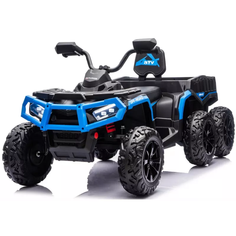 LEAN CARS Battery-Operated Quad ATV 6 Wheels With Trailer JC606 24V 4x4 Blue