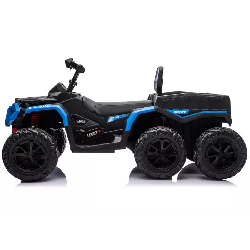 LEAN CARS Battery-Operated Quad ATV 6 Wheels With Trailer JC606 24V 4x4 Blue