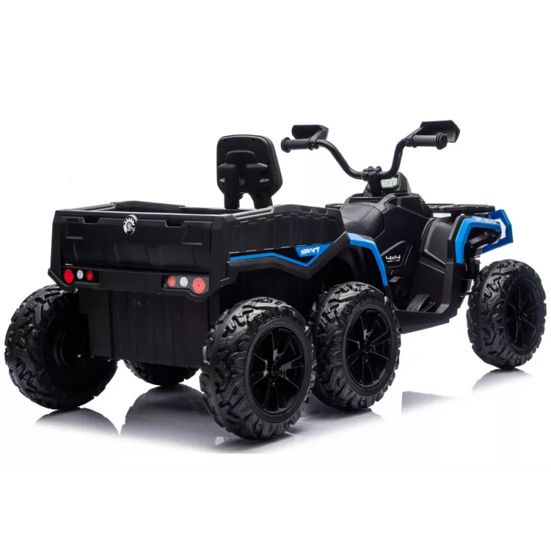 LEAN CARS Battery-Operated Quad ATV 6 Wheels With Trailer JC606 24V 4x4 Blue