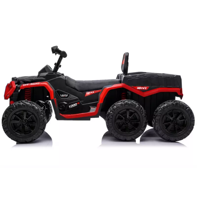 LEAN CARS Baterijomis varomas keturratis ATV 6 ratai su priekaba JC606 24V 4x4 Raudonas