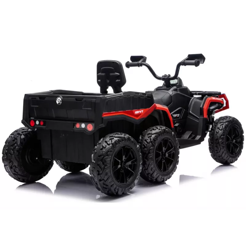 LEAN CARS Baterijomis varomas keturratis ATV 6 ratai su priekaba JC606 24V 4x4 Raudonas