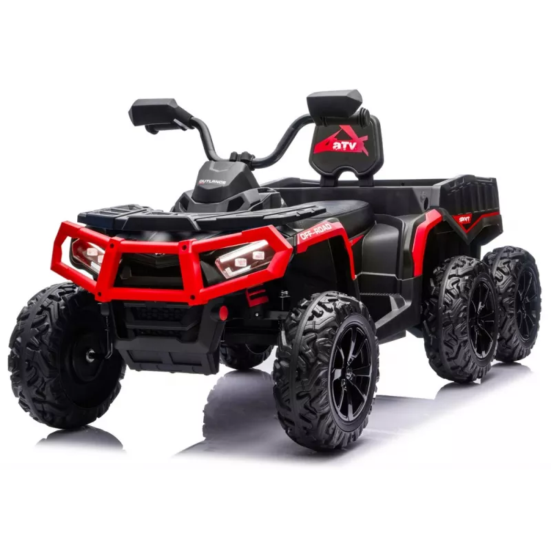 LEAN CARS Baterijomis varomas keturratis ATV 6 ratai su priekaba JC606 24V 4x4 Raudonas