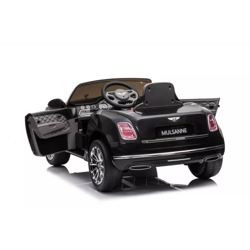 LEAN CARS Bentley Mulsanne elektrinis automobilis vaikams su akumuliatoriumi, 12V, blizgiai juodas, nuotolinio valdymo pultas, MP3, LED žibintai, EVA ratai, 3-6 metams, max 30 kg