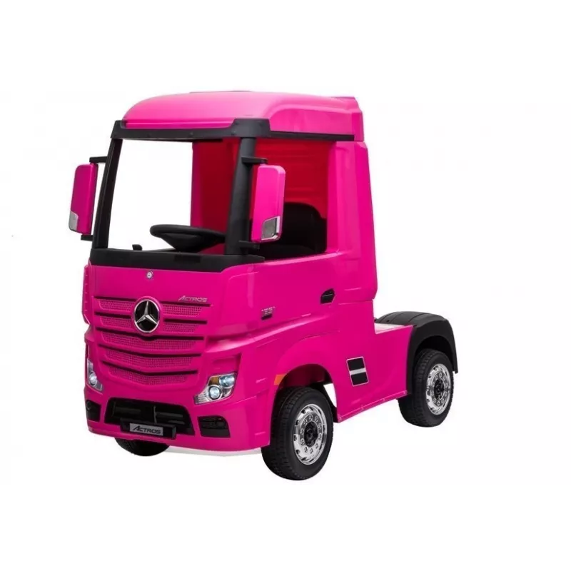 LEAN CARS Battery-Powered Car Mercedes Actros Truck Pink 4x4 with MP3 LED Pilot
