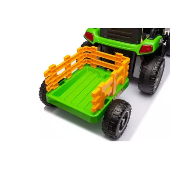 LEAN CARS Traktorius su baterija BBH-030 Žalias 12V važinėjantis su tėvų nuotolinio valdymo pultu
