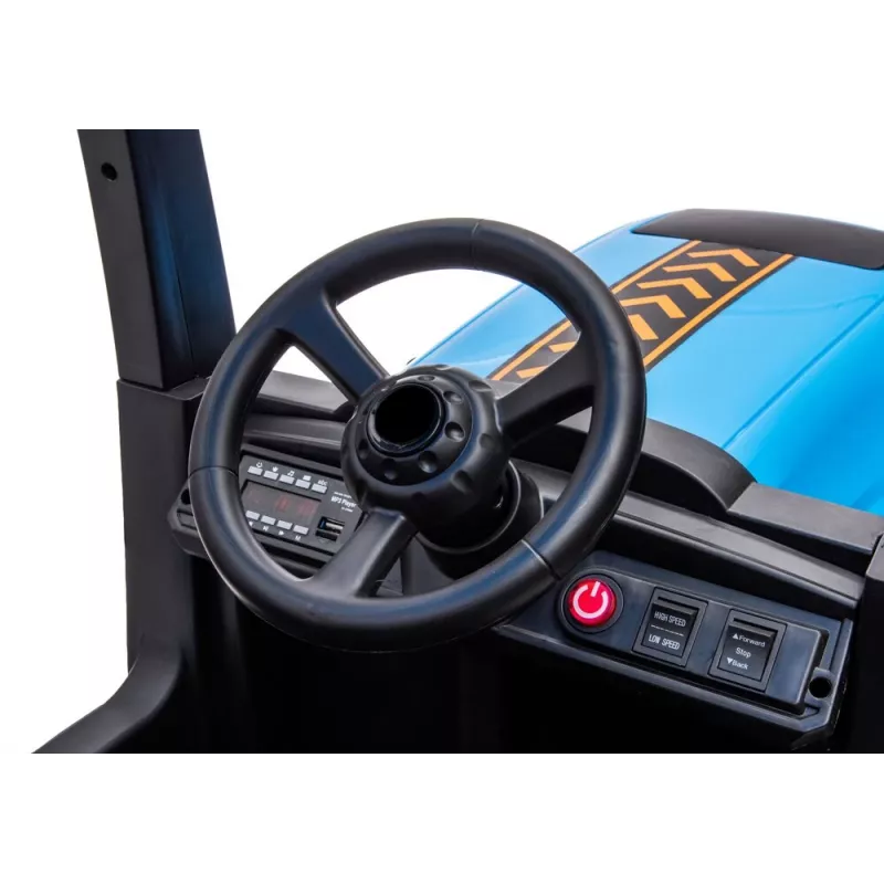 LEAN CARS Baterinis traktorius A011 24V Mėlynas – Važinėjamas žaislas su 2x200W varikliais, Nuotolinio valdymo pulteliu, LED lemputėmis, Bluetooth