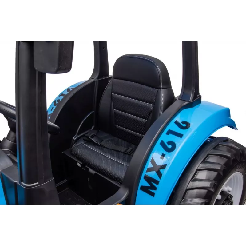LEAN CARS Baterinis traktorius A011 24V Mėlynas – Važinėjamas žaislas su 2x200W varikliais, Nuotolinio valdymo pulteliu, LED lemputėmis, Bluetooth
