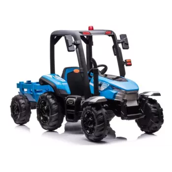 LEAN CARS Battery Tractor BLT-206 Blue 12V važiuojamas traktorius su priekaba ir nuotolinio valdymo pulteliu