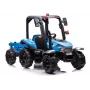 LEAN CARS Battery Tractor BLT-206 Blue 12V važiuojamas traktorius su priekaba ir nuotolinio valdymo pulteliu