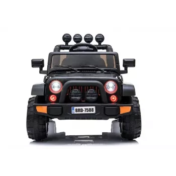 LEAN CARS Electric Ride-On Jeep BRD-7588 su LED žibintais, MP3, nuotolinio valdymo pultu, juodas 4x4
