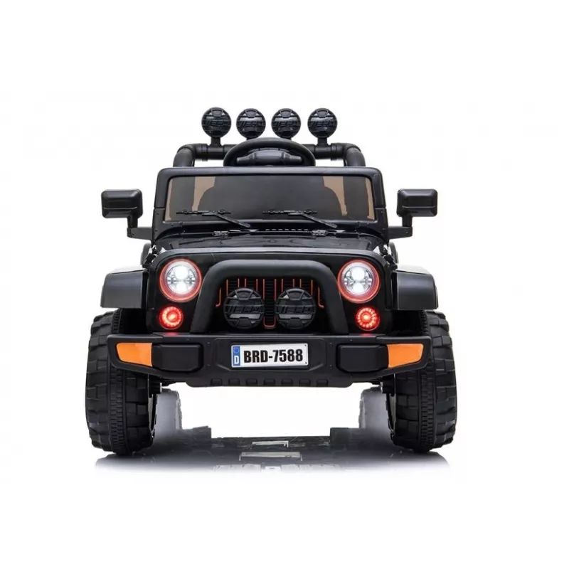 LEAN CARS Electric Ride-On Jeep BRD-7588 su LED žibintais, MP3, nuotolinio valdymo pultu, juodas 4x4