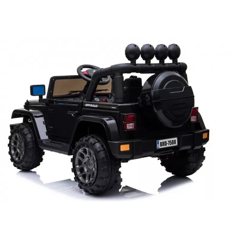 LEAN CARS Electric Ride-On Jeep BRD-7588 su LED žibintais, MP3, nuotolinio valdymo pultu, juodas 4x4