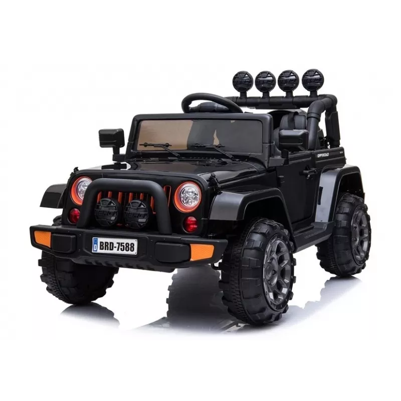 LEAN CARS Electric Ride-On Jeep BRD-7588 su LED žibintais, MP3, nuotolinio valdymo pultu, juodas 4x4