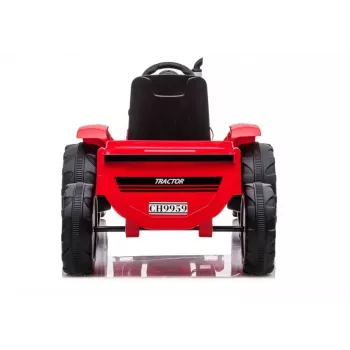 LEAN CARS Electric Ride-On Tractor CH9959 Red with Trailer, LED Lights, Remote Control, Radio