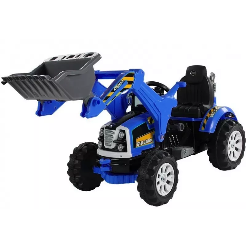 LEAN CARS Electric Ride On Tractor with Bucket Excavator Blue