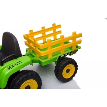 LEAN CARS Electric Ride-On Tractor with Trailer XMX611 LED Lights Green