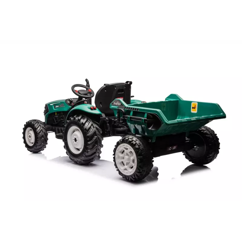 LEAN CARS HC-306 Battery Operated Tractor With Trailer Dark Green 24V
