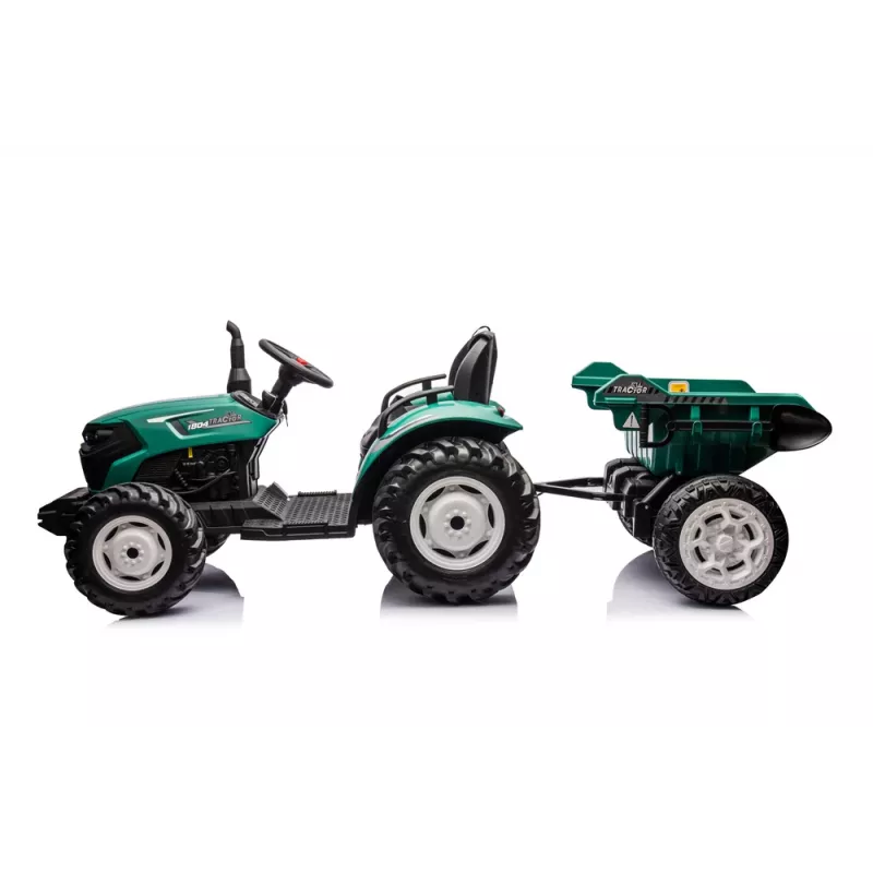 LEAN CARS HC-306 Battery Operated Tractor With Trailer Dark Green 24V