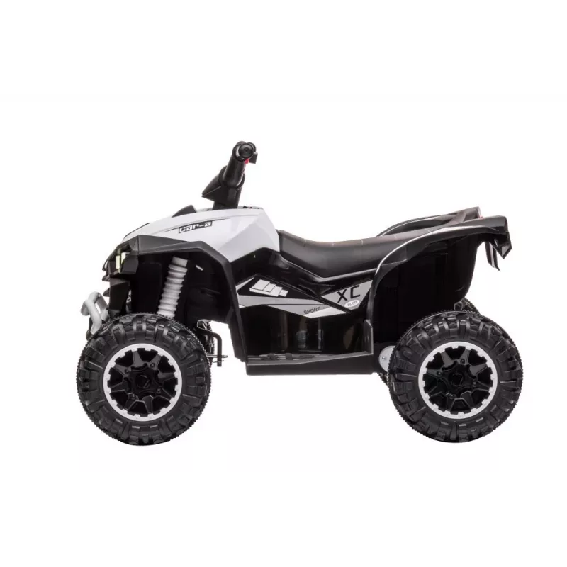 LEAN CARS HL568 baltas vaikiškas elektrinis keturratis motociklas – 12V 2x35W, EVA ratai, LED žibintai, MP3/USB/AUX (Modelis 13558)