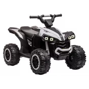 LEAN CARS HL568 baltas vaikiškas elektrinis keturratis motociklas – 12V 2x35W, EVA ratai, LED žibintai, MP3/USB/AUX (Modelis 13558)