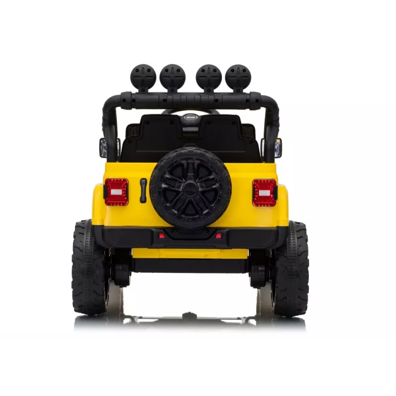 LEAN CARS Jeep Rubicon DK-JWR558 24V Geltonas Baterija varoma važinėjama transporto priemonė su nuotolinio valdymo pulteliu