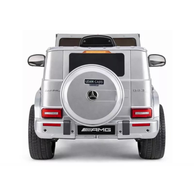 LEAN CARS Mercedes AMG G 63 sidabrinis dažytas baterijomis varomas automobilis