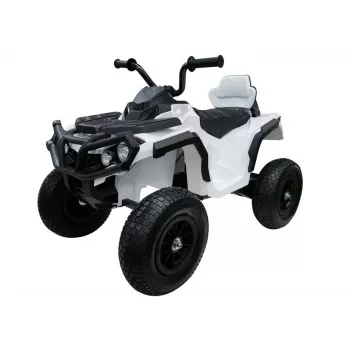 LEAN CARS Quad BDM0906 elektrinė vaikiška mašinėlė su pripūstais ratais, LED lemputėmis, MP3, balta