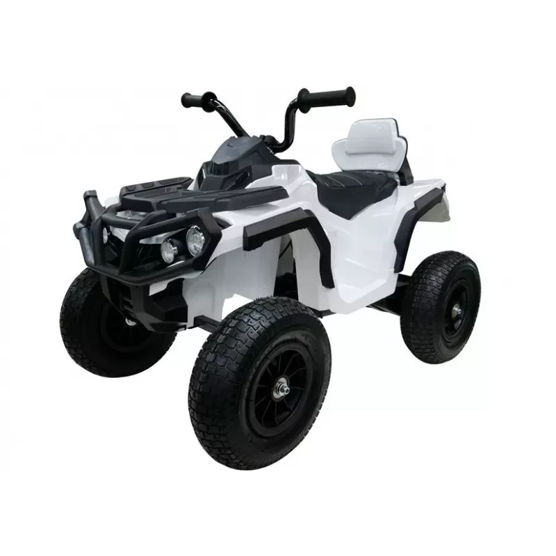 LEAN CARS Quad BDM0906 elektrinė vaikiška mašinėlė su pripūstais ratais, LED lemputėmis, MP3, balta