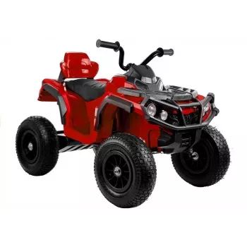 LEAN CARS Quad BDM0906 elektrinė važiuoklė su pripūstais ratais, LED lemputėmis, MP3 - raudona