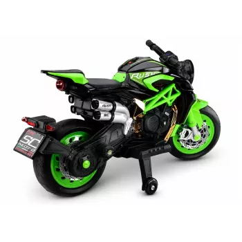 LEAN CARS XW-07 akumuliatorinis motociklas su šviečiančiais LED ratais žalias
