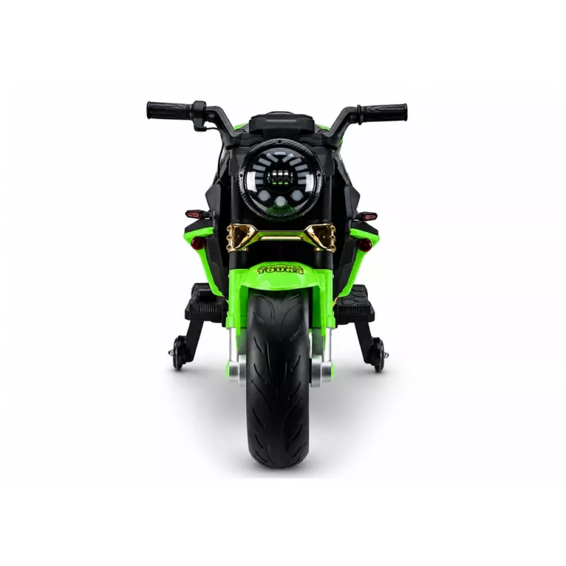 LEAN CARS XW-07 akumuliatorinis motociklas su šviečiančiais LED ratais žalias