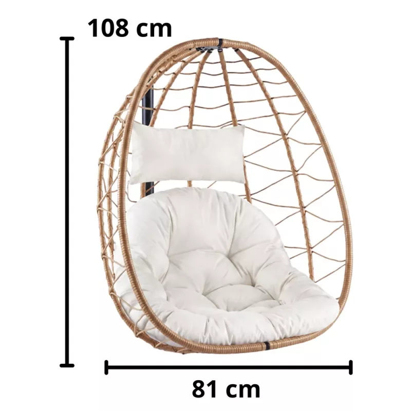 LEAN Pakabinama supamoji kėdė Garden Cocoon su pagalvėlėmis, rudas rėmas
