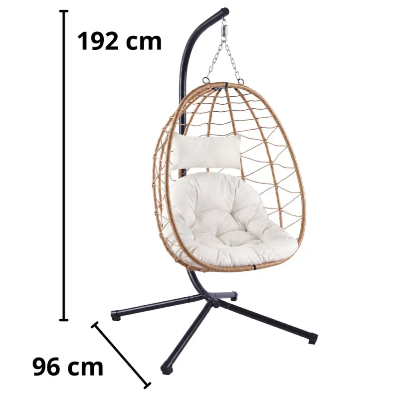 LEAN Pakabinama supamoji kėdė Garden Cocoon su pagalvėlėmis, rudas rėmas