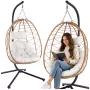 LEAN Pakabinama supamoji kėdė Garden Cocoon su pagalvėlėmis, rudas rėmas