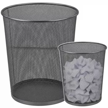 LEAN Biuro Šiukšliadėžė Metalinis Tinklelis Apvali Sidabrinė 19 L