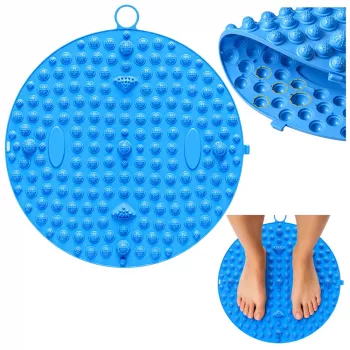 LEAN apvalus akupresūros pėdų masažo kilimėlis su smaigaliais, mėlynas, 33 cm
