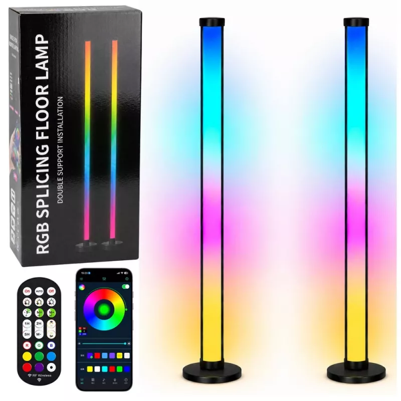 LEAN Smart Floor Lamps Colorful RGB LED Lights Remote Control App 125cm 2 vnt.