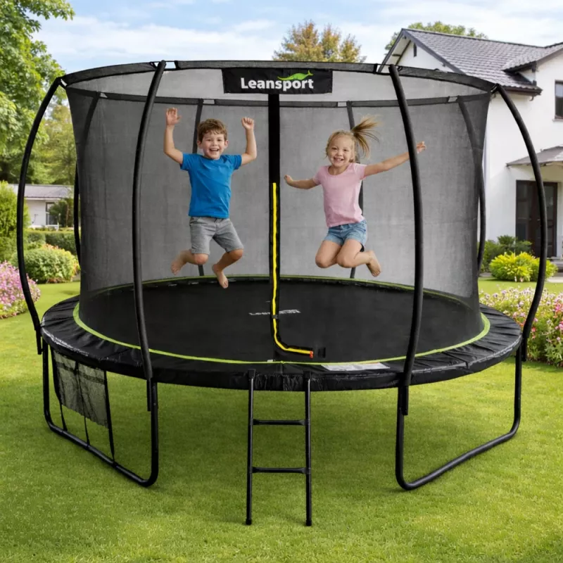 LEAN Sport sodo batutas su vidiniu tinklu juodas ir žalias 427CM 14FT