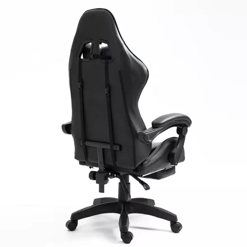 LEAN Swivel Office Gaming Chair with Footrest and Cushions, Black