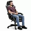 LEAN Swivel Office Gaming Chair with Footrest and Cushions Black and Gray