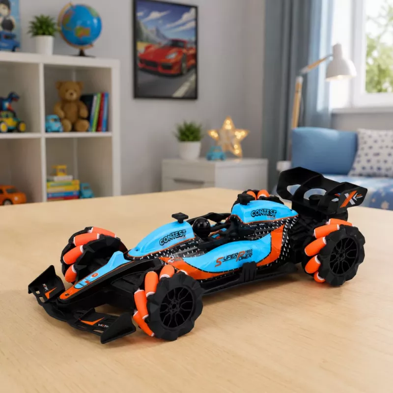 LEAN TOYS 1:14 4WD nuotolinio valdymo triukų automobilis su 360° sukimu ir LED lemputėmis