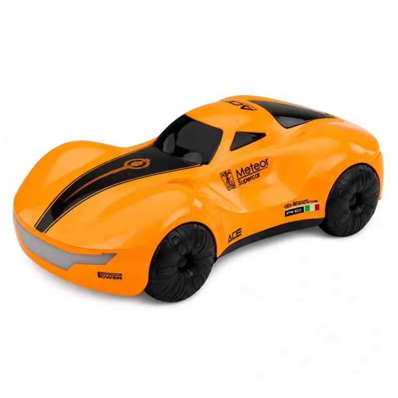 LEAN TOYS 1:16 2.4GHz 4WD RC dreifuojantis automobilis su dūmų efektu, LED lemputėmis ir garsu, oranžinis