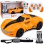 LEAN TOYS 1:16 2.4GHz 4WD RC dreifuojantis automobilis su dūmų efektu, LED lemputėmis ir garsu, oranžinis