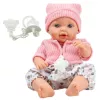 LEAN TOYS 24440 Lėlė kūdikis su kepure, megztiniu ir čiulptuku, garso efektais (35 cm)
